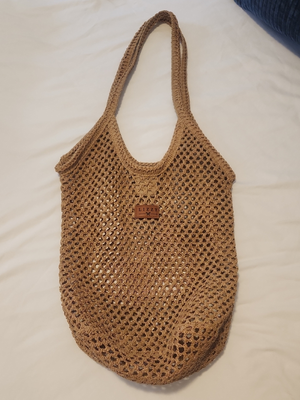 Knit Market Tote Bag in Tan